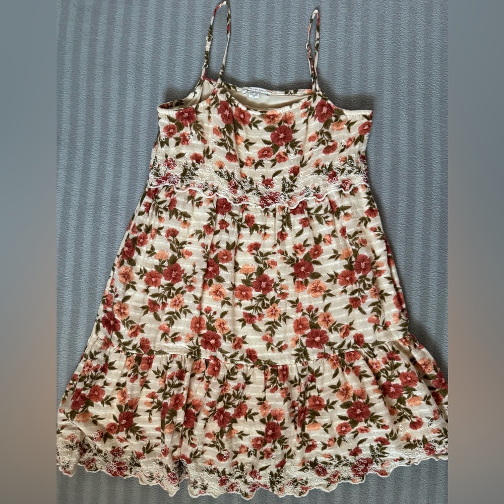 American Eagle Women's Sz. 12 Fit & Flare Flowered Strappy Dress Beige/RN 54485